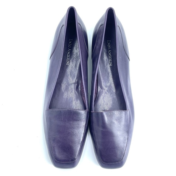 Enzo Angiolini Purple Leather Square Tow, Cushioned Sole Loafers Size 9.5 - Picture 5 of 17